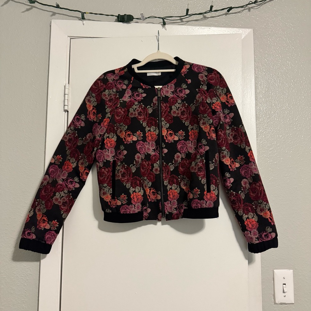 Promod Bomber Jacket with Floral Embroidered Pattern